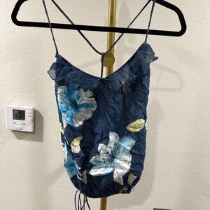 Vintage Abercrombie Blue / Green Hawaiian Top - Size S